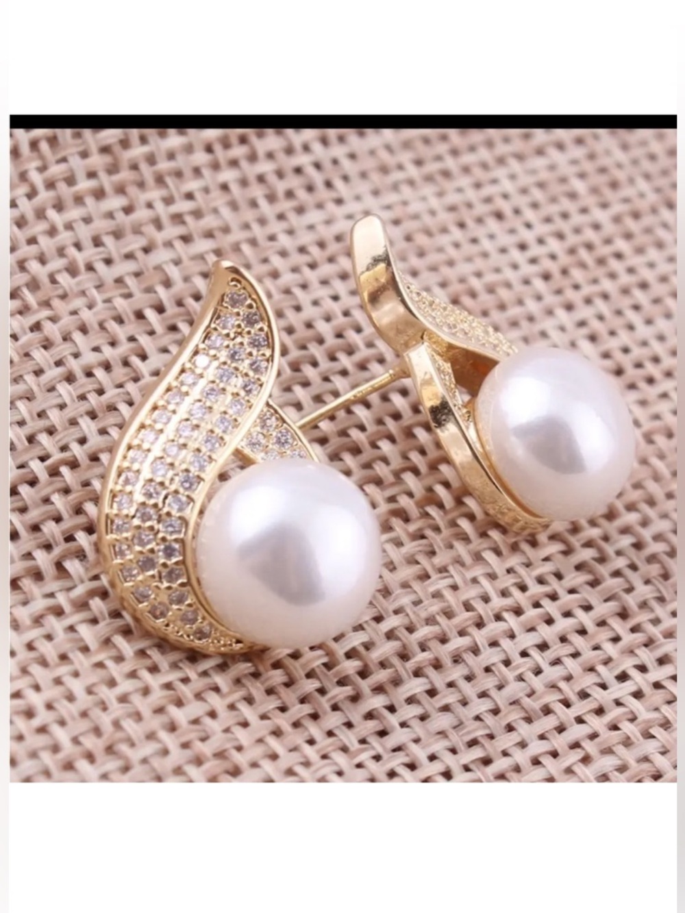 Gold Sparkly Cubic Zircon Pearl tear Drop Sparkly New
